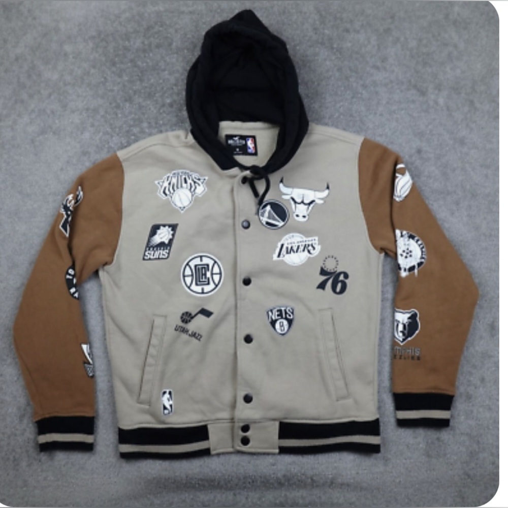 Hollister Beige and Brown Varsity Jacket